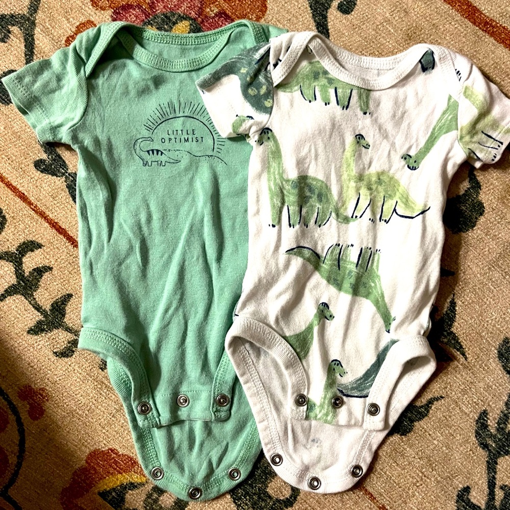 Title optimist and Dino short sleeve carters onesies